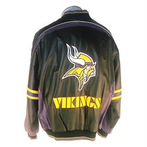 Nfl Minnesota Vikings Leather Bomber Jacket L39090VIK - £278.68 GBP+