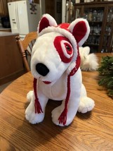 2001 Target Bullseye Dog Plush white red Holiday Stuffed Animal w Hat 14&quot; - £32.44 GBP