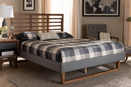 Sedona Dark Gray Fabric Ash Walnut Brown Queen Size Platform Bed - $423.00