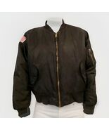 USAF MA1 Flight Jacket Men L Black Orange Reversible Flag Patch Vintage ... - $88.30