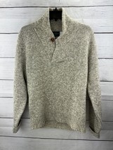 Vintage REI PeakValue Sweater Pullover Shawl Collar Wool Blend Tan Brown... - $31.79