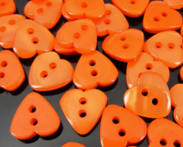 50 Orange Valentine Heart Shirt Buttons - matching buttons, 12mm hearts (1/2&quot;) - £7.47 GBP