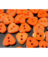 50 Orange Valentine Heart Shirt Buttons - matching buttons, 12mm hearts (1/2") - $10.00