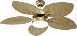 Yitahome Tropical Ceiling Fans With Light And Remote, 52 Inch Fan Light, Gold - $181.99