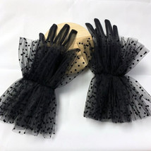 Women Lady Black Lace Mesh Long Gloves Gothic Bride Day Of The Dead Mitt... - £11.95 GBP