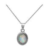 Natural Ethiopian Opal Pendant with Chain set in 925 Sterling Silver - $33.00