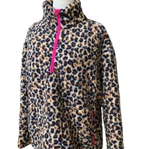 Crown &amp; Ivy Long Sleeve Brown Animal Leopard Print Pullover Fleece New Medium - £30.05 GBP