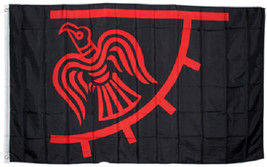 3x5 Red and Black Viking Raven Rough Tex Knitted nylon Flag 3&#39;x5&#39; Banner 100d - £13.36 GBP