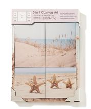 Beach and Starfish Wall Prints Set of 5 Stretched Canvas over Frame Neutral Tone image 3
