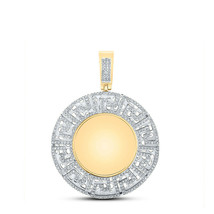 10kt Yellow Gold Mens Round Diamond Greek Key Memory Circle Charm Pendant 1 Cttw - £1,642.18 GBP