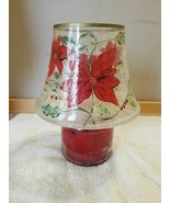 Crackled Glass Large Candle Jar Topper Poinsettia Christmas Holiday FS - £22.30 GBP