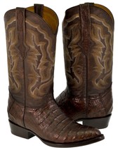 Western Dress Leather Cowboy Boots Genuine Crocodile Belly Skin J Toe Brown - £239.79 GBP