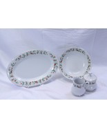 China Pearl Noel Platter Serving Bowl Cream Sugar Lot of 4 Black Back St... - $29.50 CAD