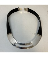 Artsy ModernSterling Silver &amp; Rubber 17” Choker Necklace Taxco Mexico TC... - $1,619.80 MXN