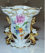 Vintage Belgium Hand Painted Floral Gilded Vase - $39.59