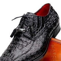 Apricena Genuine Caiman Crocodile Dress Derby's Shoes Black image 4