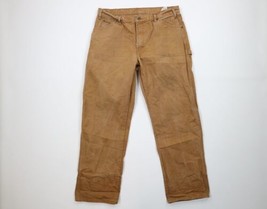 Vintage Dickies Mens Size 36x32 Distressed Canvas Dungaree Wide Leg Pants Brown - £42.60 GBP