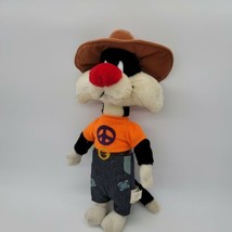 15” Vintage 1998 Sylvester Plush Looney Tunes Hippy Cowboy Western Peace  - £8.20 GBP