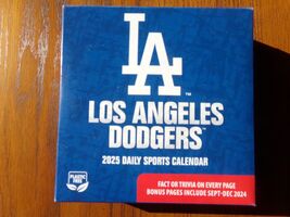 LA Dodgers 2025 Daily DeskTop Calendar plus Dodger Trivia &amp; Facts NWT Re... - $8.66