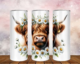 Skinny Tumbler with Straw, 20oz Highlander Cow, awd-t37 - £28.90 GBP