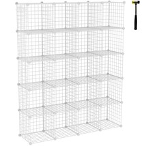 Wire Cube Storage, 20-Cube Organizer Metal, C Grids Storage, Storage Bins Shelvi - £121.00 GBP