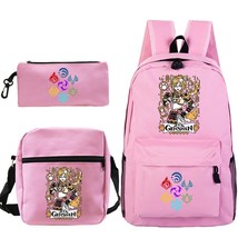 Genshin Impact Students School Backpack Harajuku Game Book Bag Cartoon Lumine 3P - £90.42 GBP
