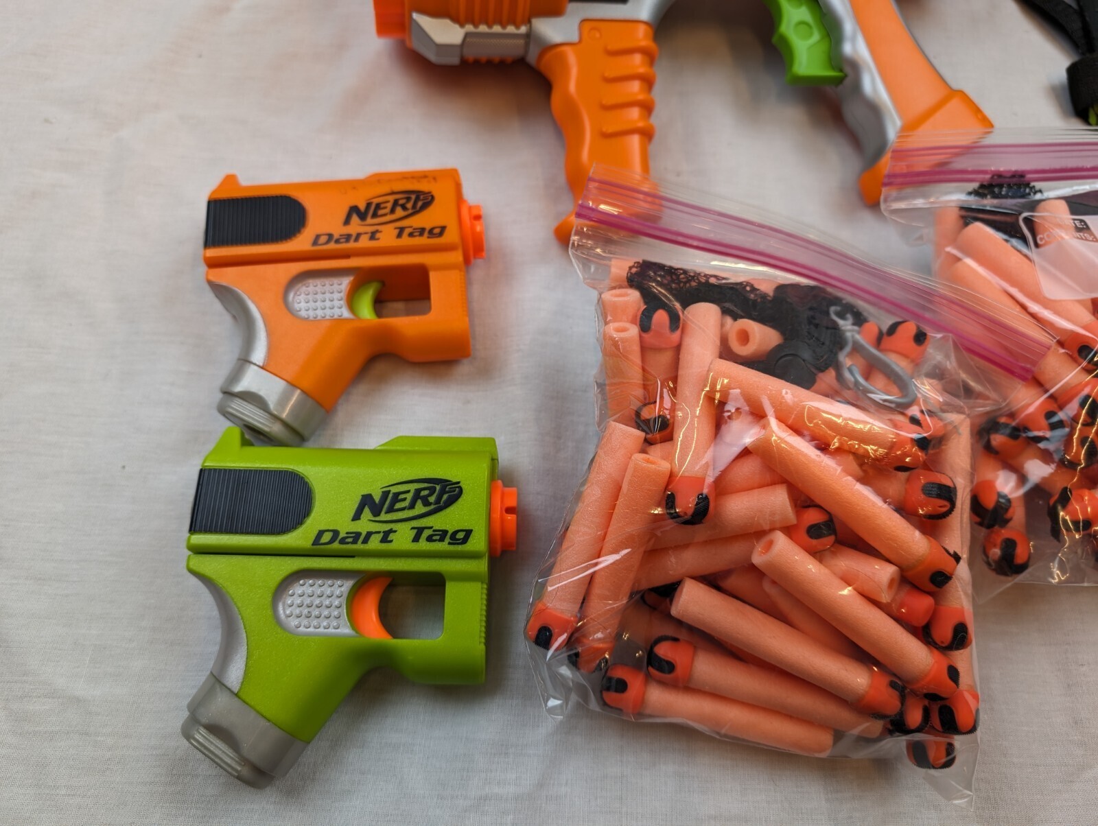 Lot of 2 NERF Hyperfire Dart Tag Blaster + darts vests glasses Green Orange 2005 Item image 2