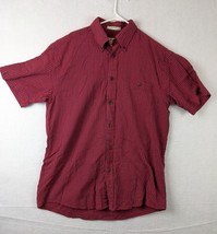 Orvis Mens Red Blue Plaid Short Sleeve Shirt Size L 100% Cotton - $24.68