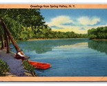Generic Scenic Greetings Lakeside Spring Valley New York NY Linen Postca... - $3.51