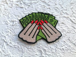 Embroidered patch Iron on. Money in Finger patch. Flaunting Money Iron on. - £6.05 GBP+