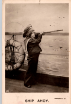 RPPC Postcard Ship Ahoy Boy Sailor Uniform Telescope Studio Photo Bamforth 1907 - £5.85 GBP