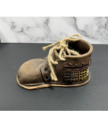 Brown Ceramic Porcelain Shoe Souvenir Warsaw Poland Warszawa - $153.42 MXN