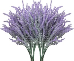 Purple 10 Bundles Fake Flowers Artificial Lavender Faux Plastic Plants For Home - £33.41 GBP