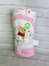 Disney Winnie The Pooh White Pink Reversible Cotton Floral Baby Blanket Knit NEW - $51.98