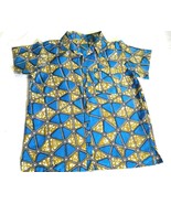 Turquoise &amp; Green African Print Ankara Short Sleeve Button Down Shirt.Si... - $41.00