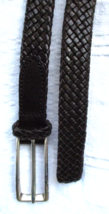Dockers Genuine Leather Shiny Black Tightly Braided Waist Belt Womens Size Large - £15.02 GBP
