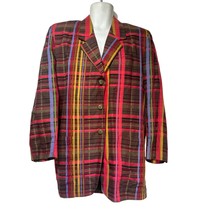 J.G. Hook ETC Madras Bright Plaid Button up Blazer Jacket Size S - $39.59