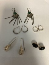 VTG Sterling Silver Quality Earrings Lot of 5 Pair Amazing Variety Hoop ... - £52.89 GBP
