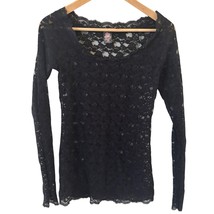 Free People Womens Lace Shirt Black Sheer M Layering Piece Dark Romantic... - $29.99
