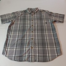 Columbia Shirts Men&#39;s M Gray Plaid Regular Fit Short Sleeve Button Down ... - €6,55 EUR