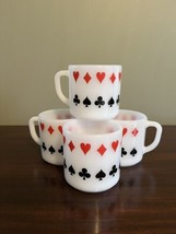 Set of 4 Milk Glass Federal Coffee Mugs | Stackable | Poker, Bridge, Car... - $39.59