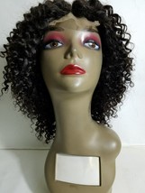 100% human Remy hair curly full wig 8" lace front three part handmade color 1b - $118.80