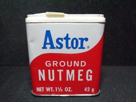 Astor ground nutmeg vintage Tin Container  1.25 oz empty - £3.81 GBP