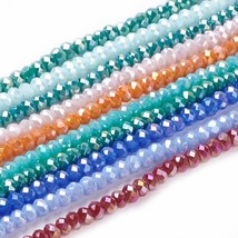 Z Electroplate Glass Beads AB Plated Facd Rondelle Mix Color 3x2mm FAUX JADE RR7 - $10.93