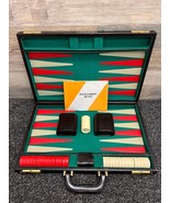 Backgammon Complete Set 18”x11.5” Leather Attache 1-3/8&quot; Bakelite Chips ... - £65.11 GBP