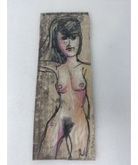 Nude Woman Drawing - MIxed Media -  13&quot; x 5&quot; - Colorful - On Wall Panel - $48.46