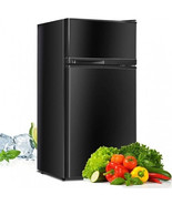 2 Doors Cold-rolled Sheet Compact Refrigerator-Black - Color: Black - $433.48 CAD