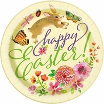 Floral Happy Easter Bunny 8 Ct 9&quot; Luncheon Plates Butterfly Flowers - £3.46 GBP