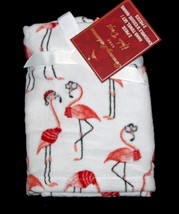 2 Tommy Bahama Allover Christmas Flamingos in Santa Hats Velour Hand Tow... - $28.99
