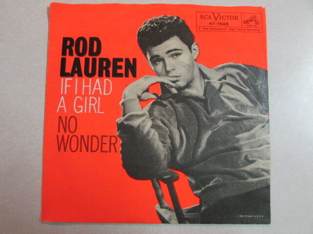 ROD LAUREN IF I HAD A GIRL B/W NO WONDER 1959 7&quot; PICTURE SLEEVE 45 RCA 4... - $8.79